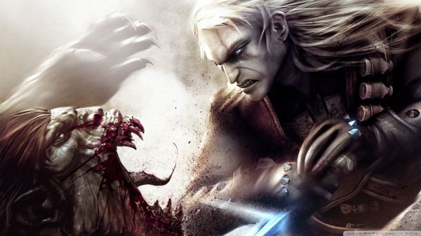 Geralt fights the Striga